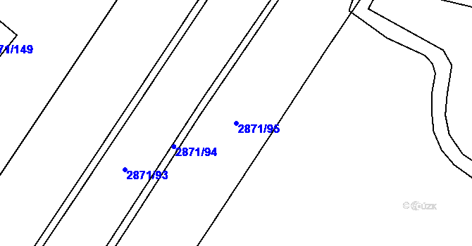 Parcela st. 2871/95 v KÚ Poruba, Katastrální mapa