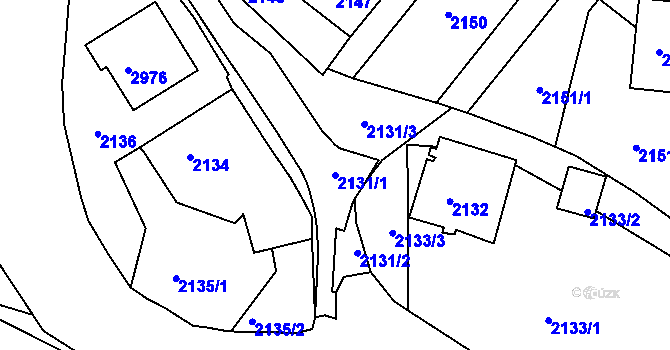 Parcela st. 2131/1 v KÚ Poruba, Katastrální mapa