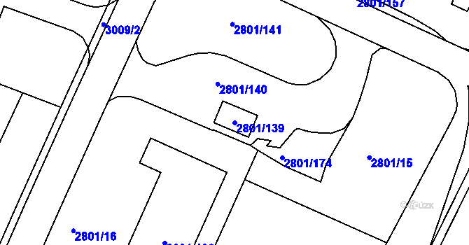 Parcela st. 2801/139 v KÚ Poruba, Katastrální mapa