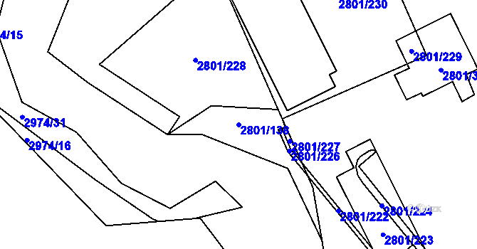 Parcela st. 2801/138 v KÚ Poruba, Katastrální mapa