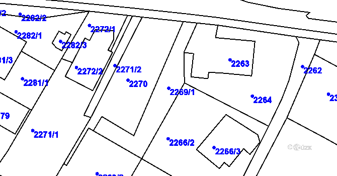Parcela st. 2269/1 v KÚ Poruba, Katastrální mapa