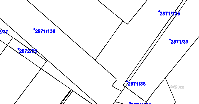 Parcela st. 2871/121 v KÚ Poruba, Katastrální mapa