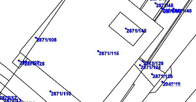Parcela st. 2871/115 v KÚ Poruba, Katastrální mapa