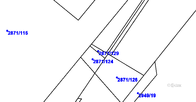 Parcela st. 2871/129 v KÚ Poruba, Katastrální mapa