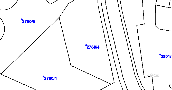 Parcela st. 2760/4 v KÚ Poruba, Katastrální mapa
