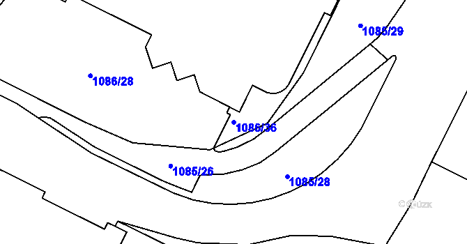 Parcela st. 1086/36 v KÚ Poruba, Katastrální mapa