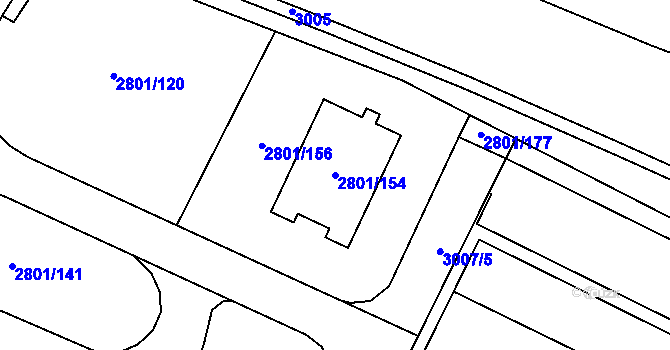 Parcela st. 2801/154 v KÚ Poruba, Katastrální mapa