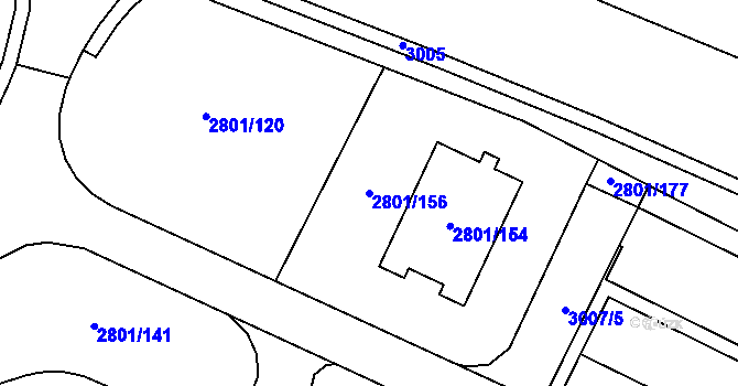 Parcela st. 2801/156 v KÚ Poruba, Katastrální mapa