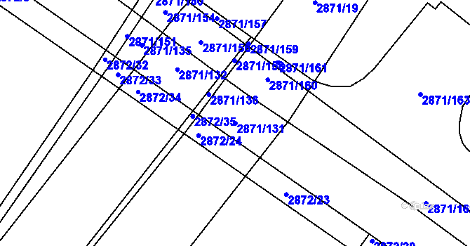 Parcela st. 2871/131 v KÚ Poruba, Katastrální mapa