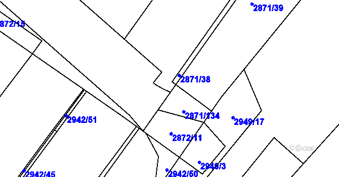 Parcela st. 2871/133 v KÚ Poruba, Katastrální mapa