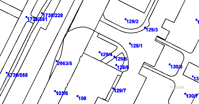Parcela st. 129/4 v KÚ Poruba, Katastrální mapa