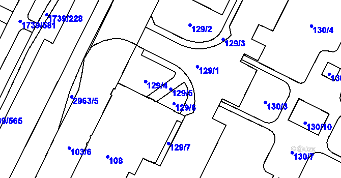 Parcela st. 129/5 v KÚ Poruba, Katastrální mapa