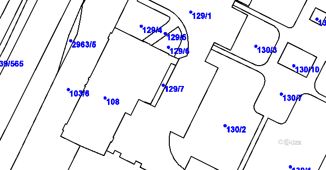 Parcela st. 129/7 v KÚ Poruba, Katastrální mapa