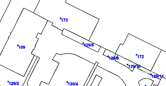 Parcela st. 129/8 v KÚ Poruba, Katastrální mapa