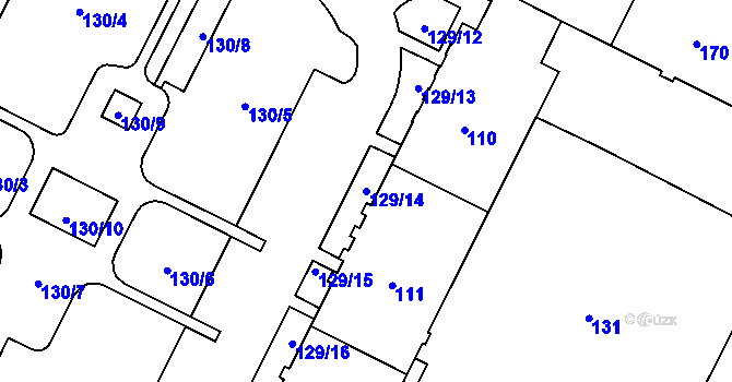 Parcela st. 129/14 v KÚ Poruba, Katastrální mapa