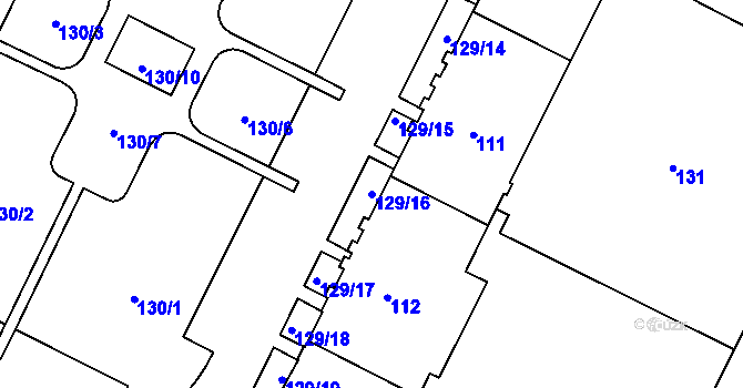 Parcela st. 129/16 v KÚ Poruba, Katastrální mapa