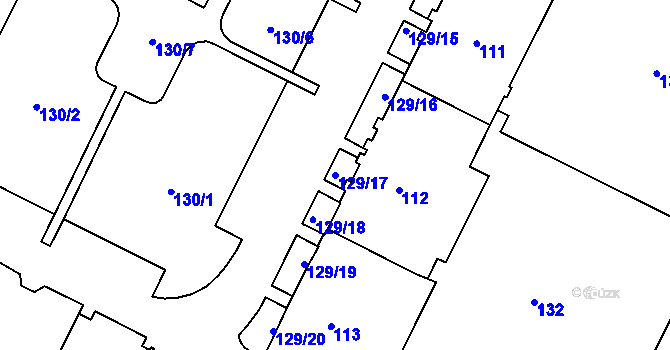 Parcela st. 129/17 v KÚ Poruba, Katastrální mapa