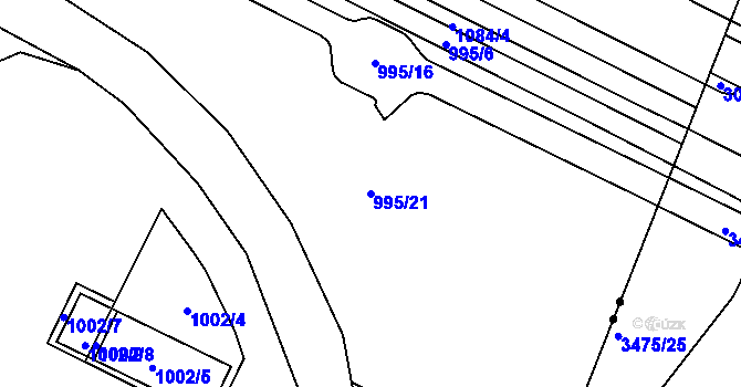 Parcela st. 995/21 v KÚ Poruba, Katastrální mapa
