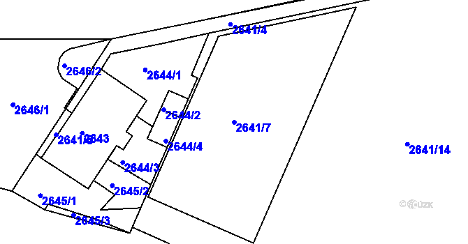 Parcela st. 2641/7 v KÚ Poruba, Katastrální mapa