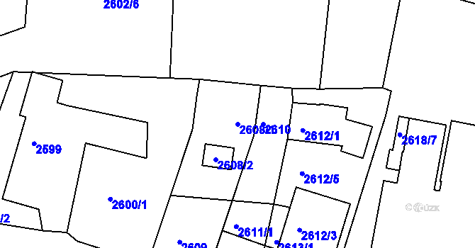 Parcela st. 2608/1 v KÚ Poruba, Katastrální mapa