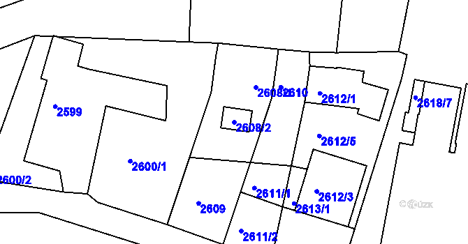 Parcela st. 2608/2 v KÚ Poruba, Katastrální mapa
