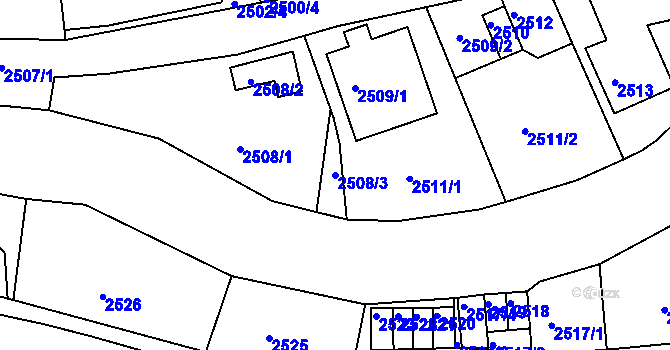 Parcela st. 2508/3 v KÚ Poruba, Katastrální mapa