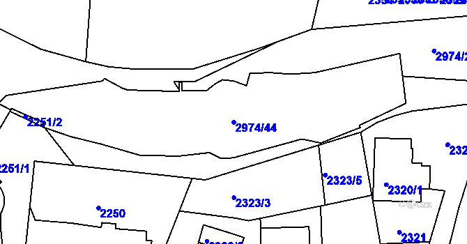 Parcela st. 2974/44 v KÚ Poruba, Katastrální mapa