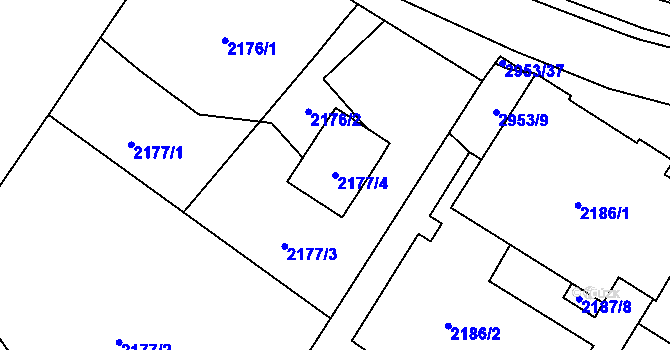 Parcela st. 2177/4 v KÚ Poruba, Katastrální mapa