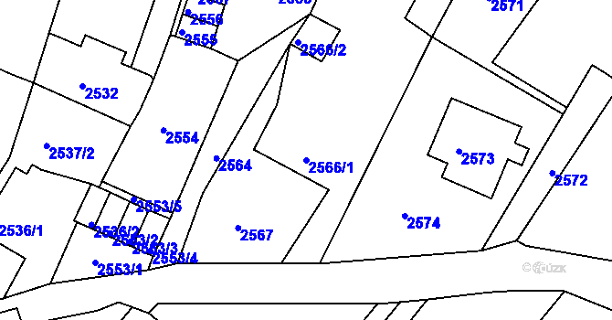 Parcela st. 2566/1 v KÚ Poruba, Katastrální mapa
