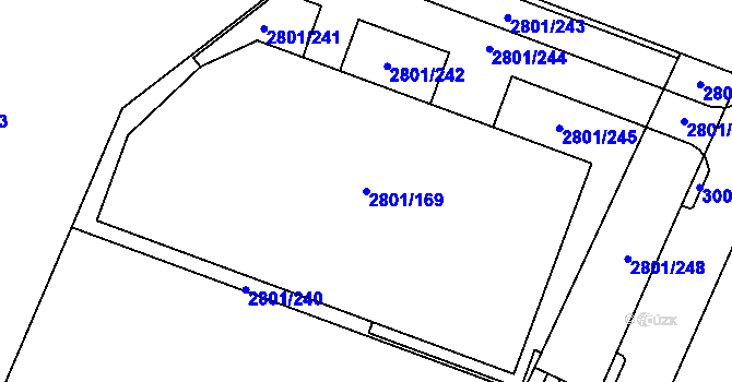 Parcela st. 2801/169 v KÚ Poruba, Katastrální mapa