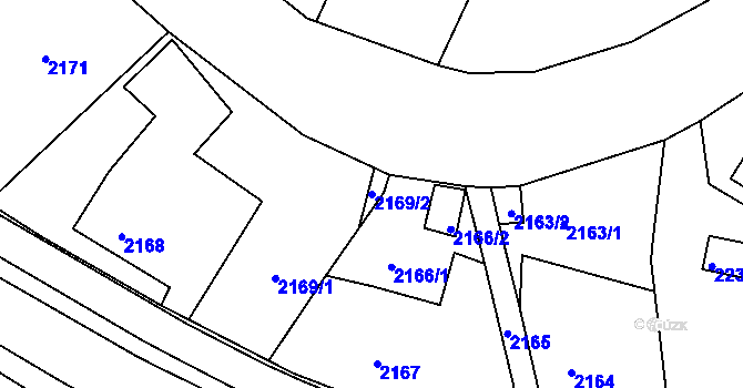 Parcela st. 2169/2 v KÚ Poruba, Katastrální mapa
