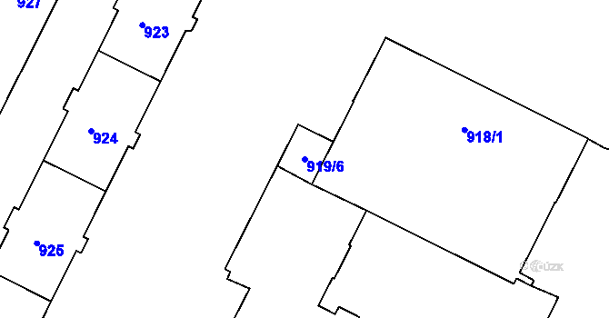 Parcela st. 919/6 v KÚ Poruba, Katastrální mapa