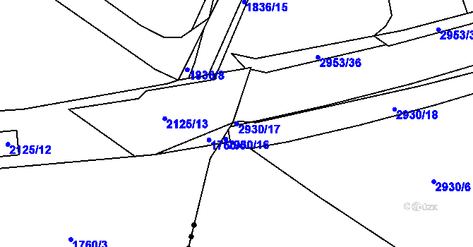 Parcela st. 2930/17 v KÚ Poruba, Katastrální mapa