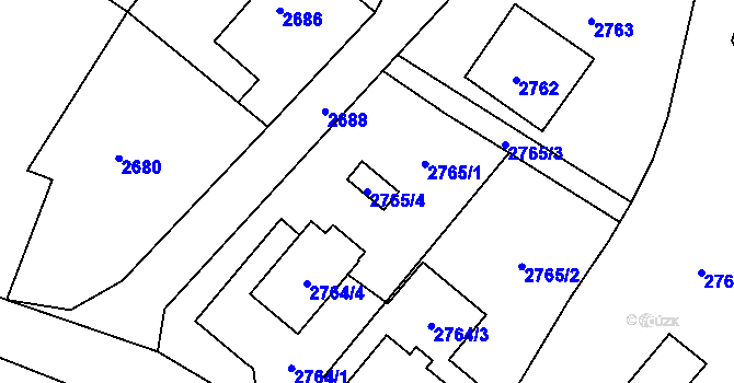Parcela st. 2765/4 v KÚ Poruba, Katastrální mapa