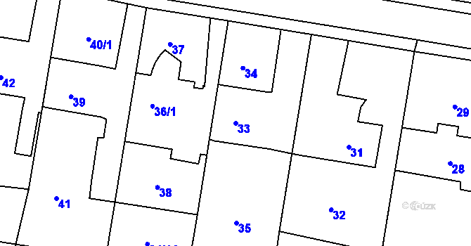 Parcela st. 33 v KÚ Poruba, Katastrální mapa