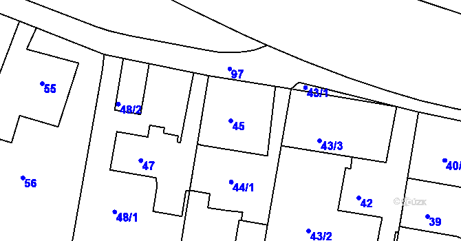 Parcela st. 45 v KÚ Poruba, Katastrální mapa