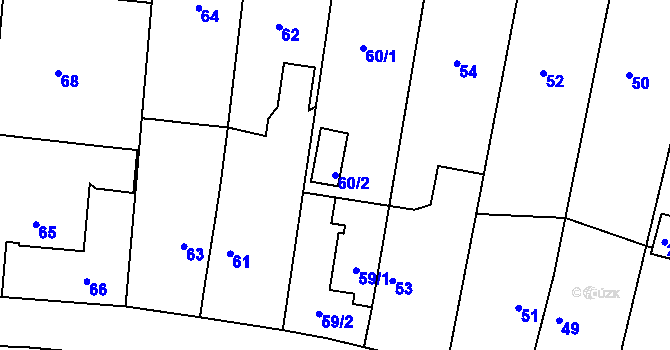 Parcela st. 60/2 v KÚ Poruba, Katastrální mapa