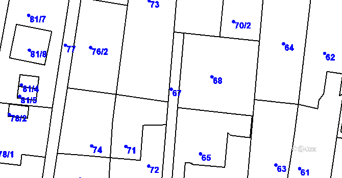 Parcela st. 67 v KÚ Poruba, Katastrální mapa