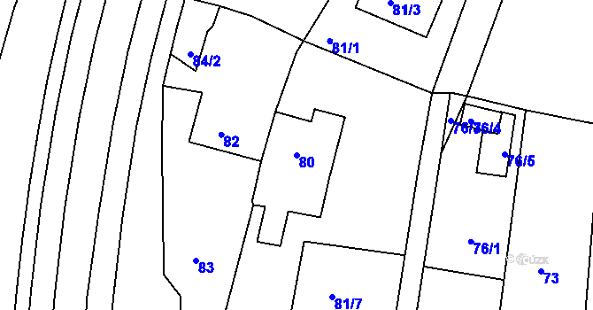 Parcela st. 80 v KÚ Poruba, Katastrální mapa