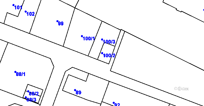 Parcela st. 100/2 v KÚ Poruba, Katastrální mapa