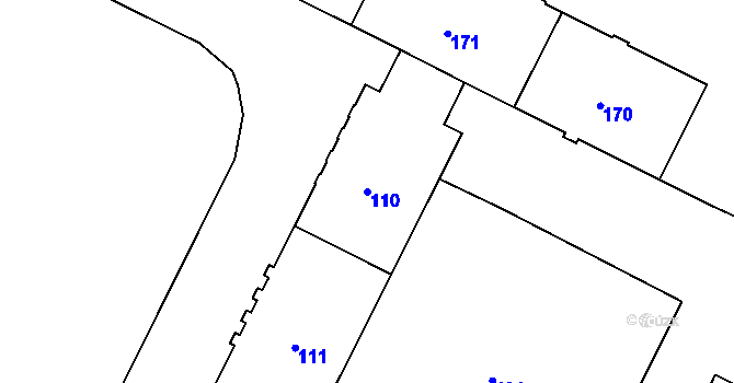 Parcela st. 110 v KÚ Poruba, Katastrální mapa