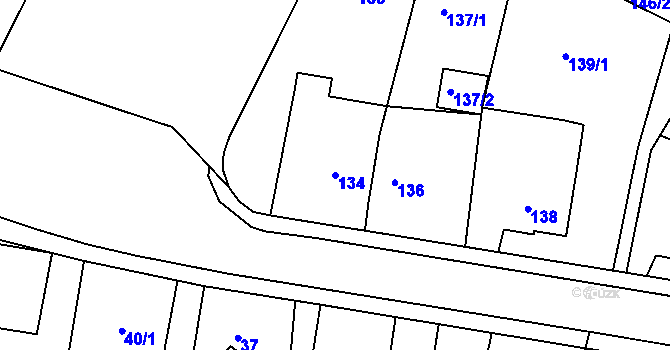 Parcela st. 134 v KÚ Poruba, Katastrální mapa