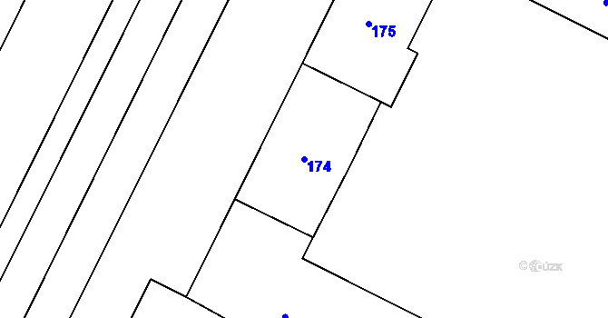 Parcela st. 174 v KÚ Poruba, Katastrální mapa