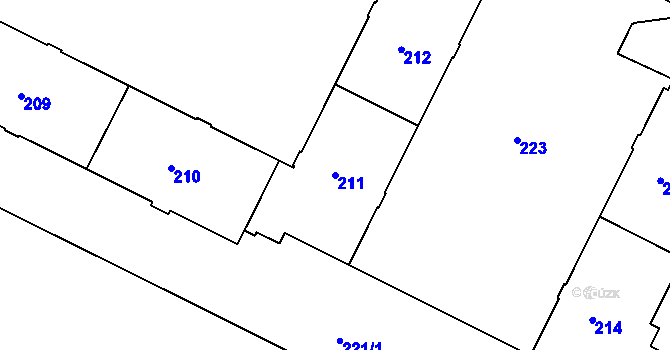 Parcela st. 211 v KÚ Poruba, Katastrální mapa
