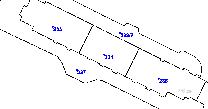 Parcela st. 234 v KÚ Poruba, Katastrální mapa