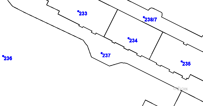 Parcela st. 237 v KÚ Poruba, Katastrální mapa