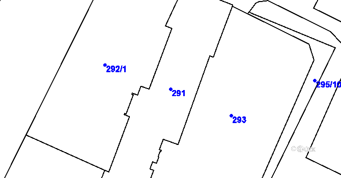 Parcela st. 291 v KÚ Poruba, Katastrální mapa