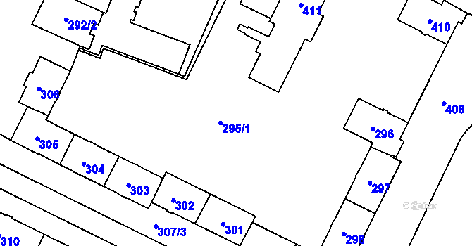 Parcela st. 295 v KÚ Poruba, Katastrální mapa