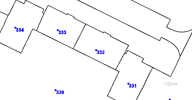 Parcela st. 332 v KÚ Poruba, Katastrální mapa