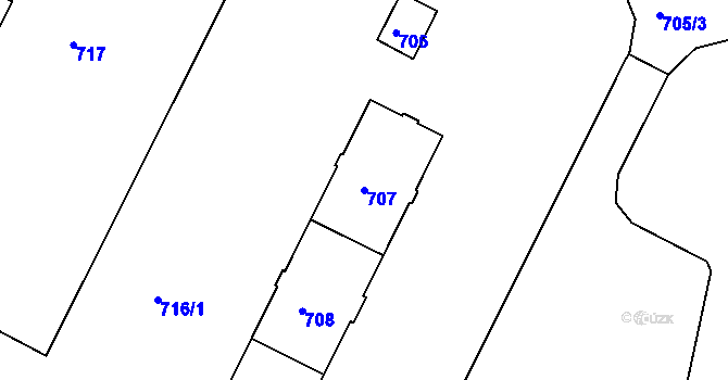 Parcela st. 707 v KÚ Poruba, Katastrální mapa